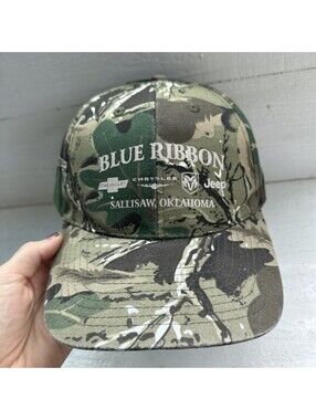 Blue Ribbon Chevy Jeep Chrysler Dodge Ok Camo Nissin Vintage Camo Hat Cap